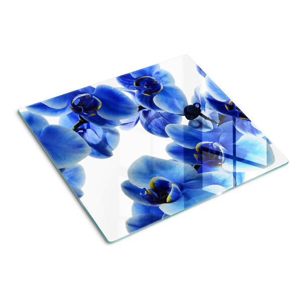 Glass chopping board Blue orchids