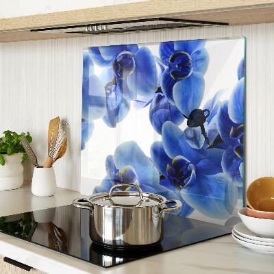 Glass chopping board Blue orchids