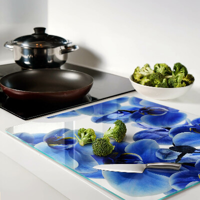 Glass chopping board Blue orchids
