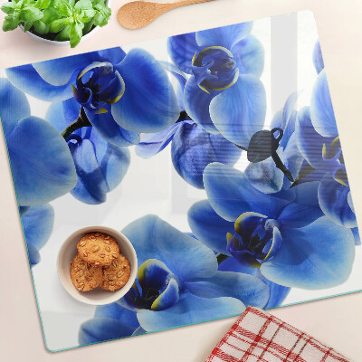 Glass chopping board Blue orchids
