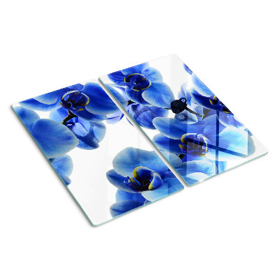 Glass chopping board Blue orchids