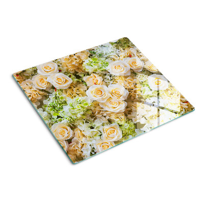 Glass chopping board Flowers in pastel shades