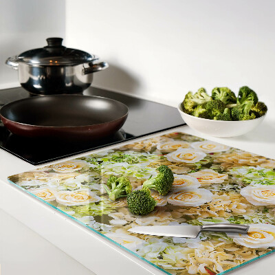 Glass chopping board Flowers in pastel shades