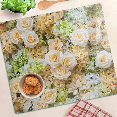 Glass chopping board Flowers in pastel shades
