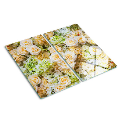 Glass chopping board Flowers in pastel shades