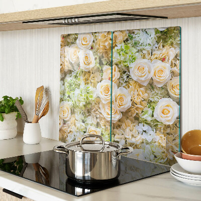 Glass chopping board Flowers in pastel shades