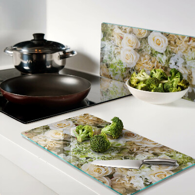 Glass chopping board Flowers in pastel shades