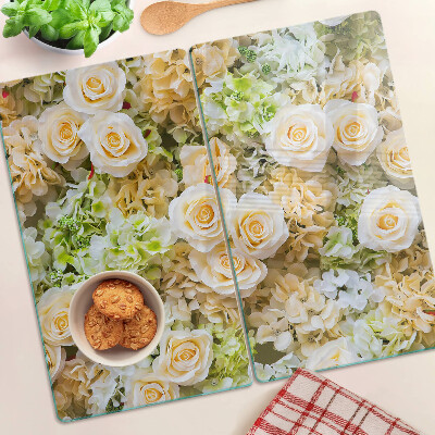 Glass chopping board Flowers in pastel shades