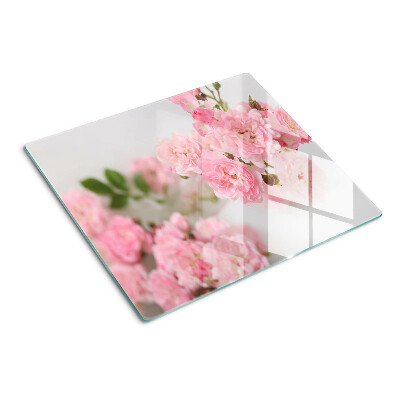 Glass kitchen board Pink flowers in a vase