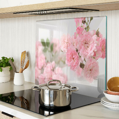 Glass kitchen board Pink flowers in a vase