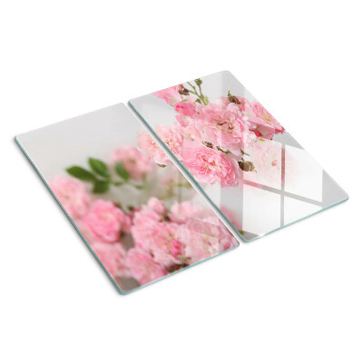 Glass kitchen board Pink flowers in a vase