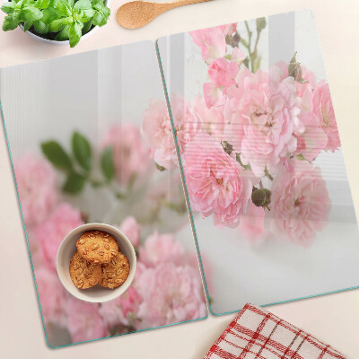 Glass kitchen board Pink flowers in a vase