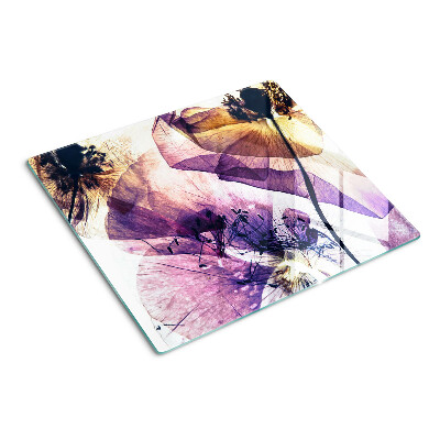 Glass chopping board Flowers in shades of purple and yellow
