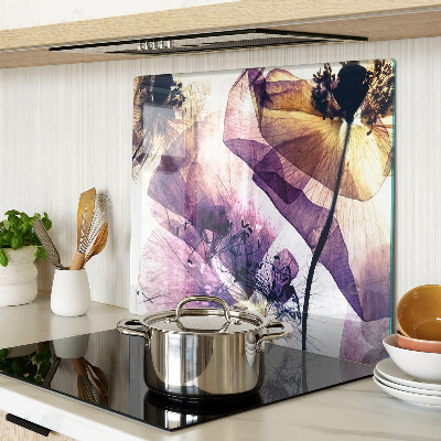 Glass chopping board Flowers in shades of purple and yellow
