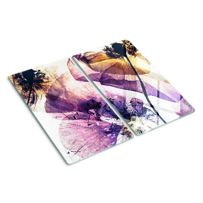 Glass chopping board Flowers in shades of purple and yellow