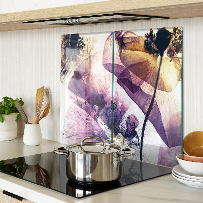 Glass chopping board Flowers in shades of purple and yellow