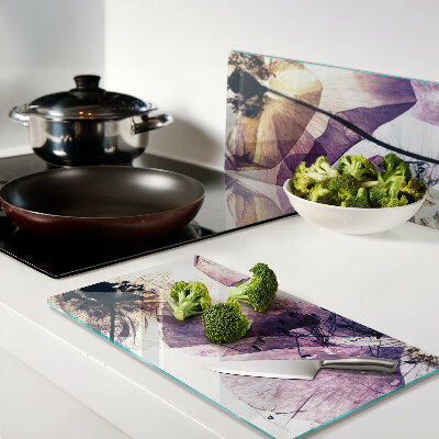 Glass chopping board Flowers in shades of purple and yellow