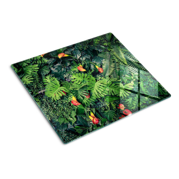 Glass kitchen board Tropical jungle with flowers