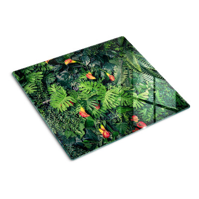 Glass kitchen board Tropical jungle with flowers