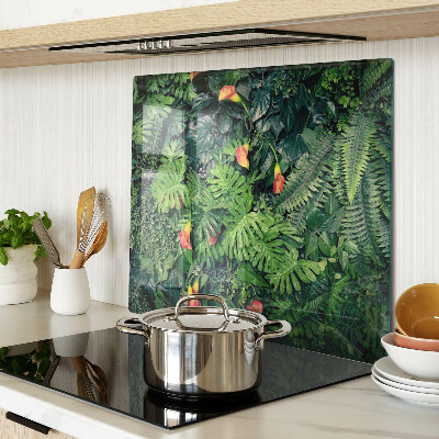 Glass kitchen board Tropical jungle with flowers