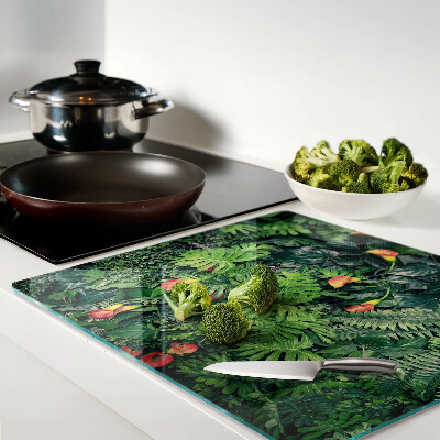 Glass kitchen board Tropical jungle with flowers