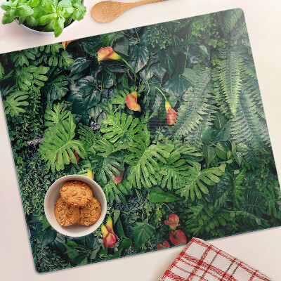 Glass kitchen board Tropical jungle with flowers