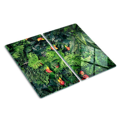 Glass kitchen board Tropical jungle with flowers