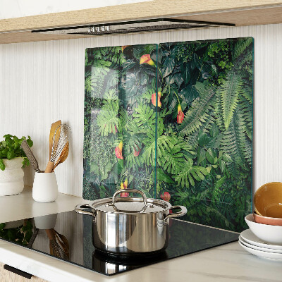 Glass kitchen board Tropical jungle with flowers
