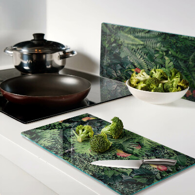 Glass kitchen board Tropical jungle with flowers