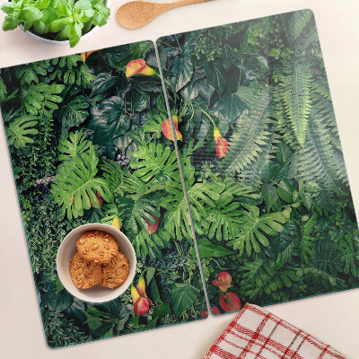 Glass kitchen board Tropical jungle with flowers