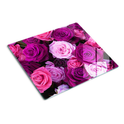 Glass chopping board Roses in shades of pink