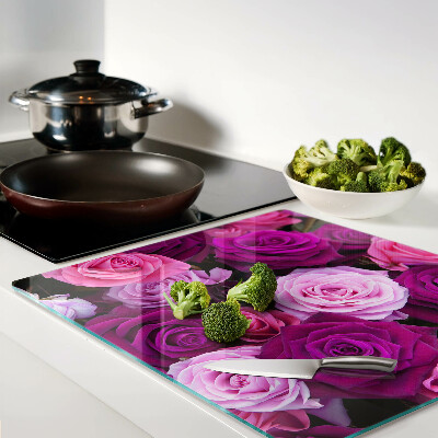 Glass chopping board Roses in shades of pink