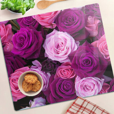 Glass chopping board Roses in shades of pink