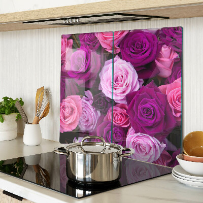 Glass chopping board Roses in shades of pink