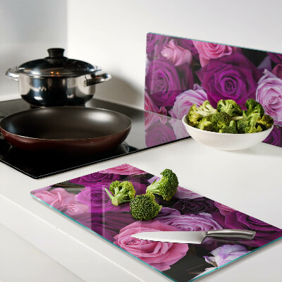 Glass chopping board Roses in shades of pink