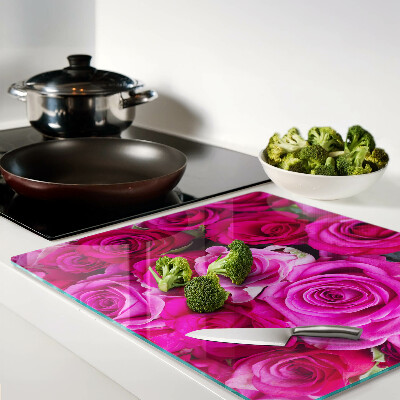 Glass chopping board Roses in shades of pink