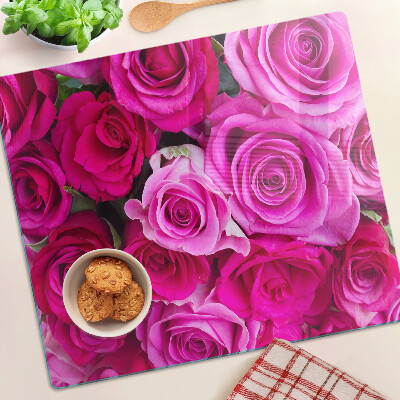 Glass chopping board Roses in shades of pink
