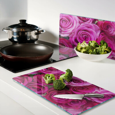 Glass chopping board Roses in shades of pink