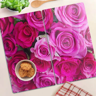Glass chopping board Roses in shades of pink