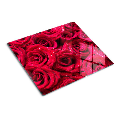 Glass kitchen board Roses in intense pink color