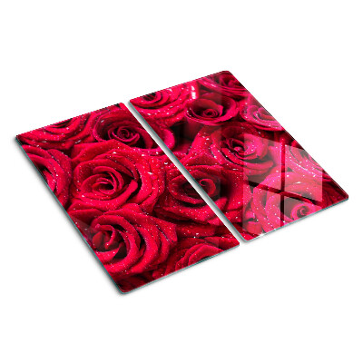 Glass kitchen board Roses in intense pink color