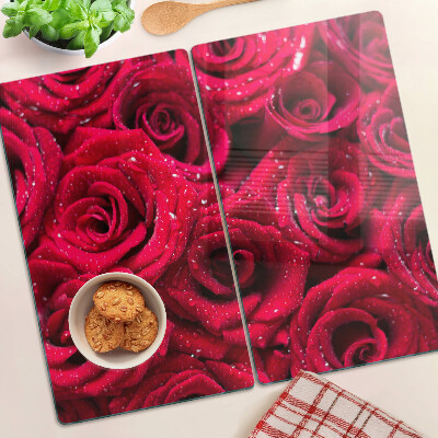 Glass kitchen board Roses in intense pink color