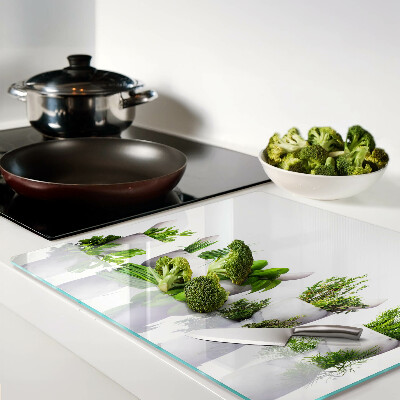 Glass chopping board Herbs in pots