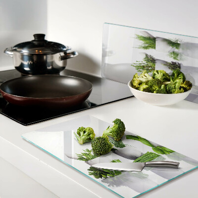 Glass chopping board Herbs in pots