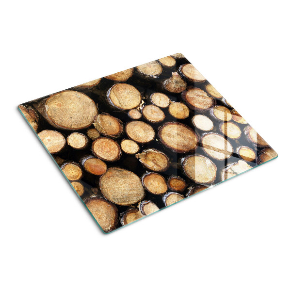 Glass chopping board Wood logs in cross section