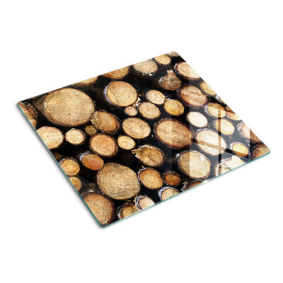 Glass chopping board Wood logs in cross section