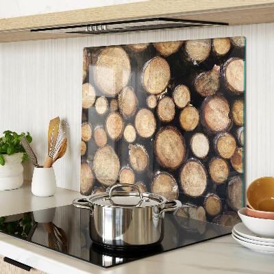 Glass chopping board Wood logs in cross section