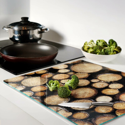 Glass chopping board Wood logs in cross section