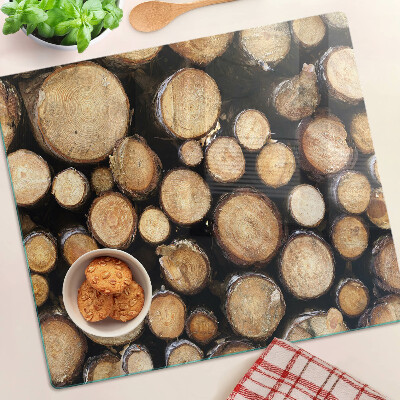 Glass chopping board Wood logs in cross section