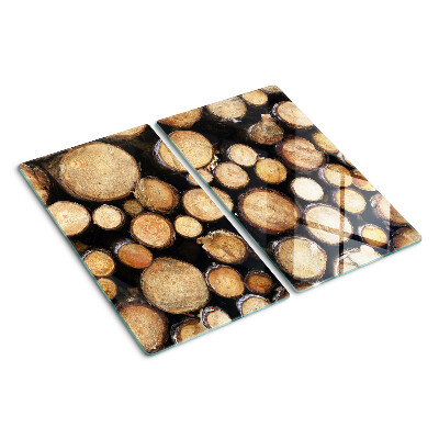 Glass chopping board Wood logs in cross section
